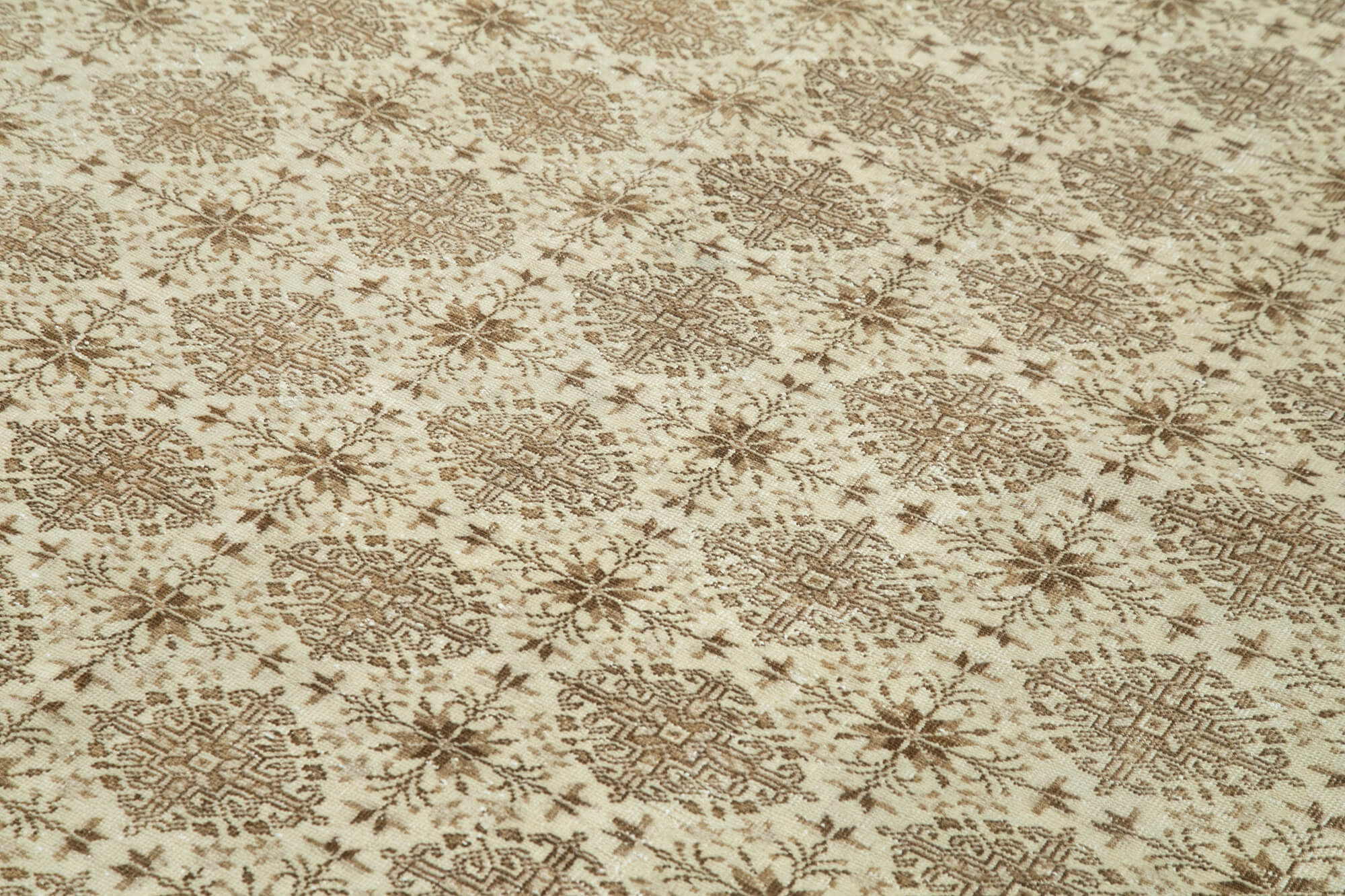 Vintage Handmade Area Rug - Kayseri Beige Cotton Wool Hand Woven Rug 6'5''x9'9''