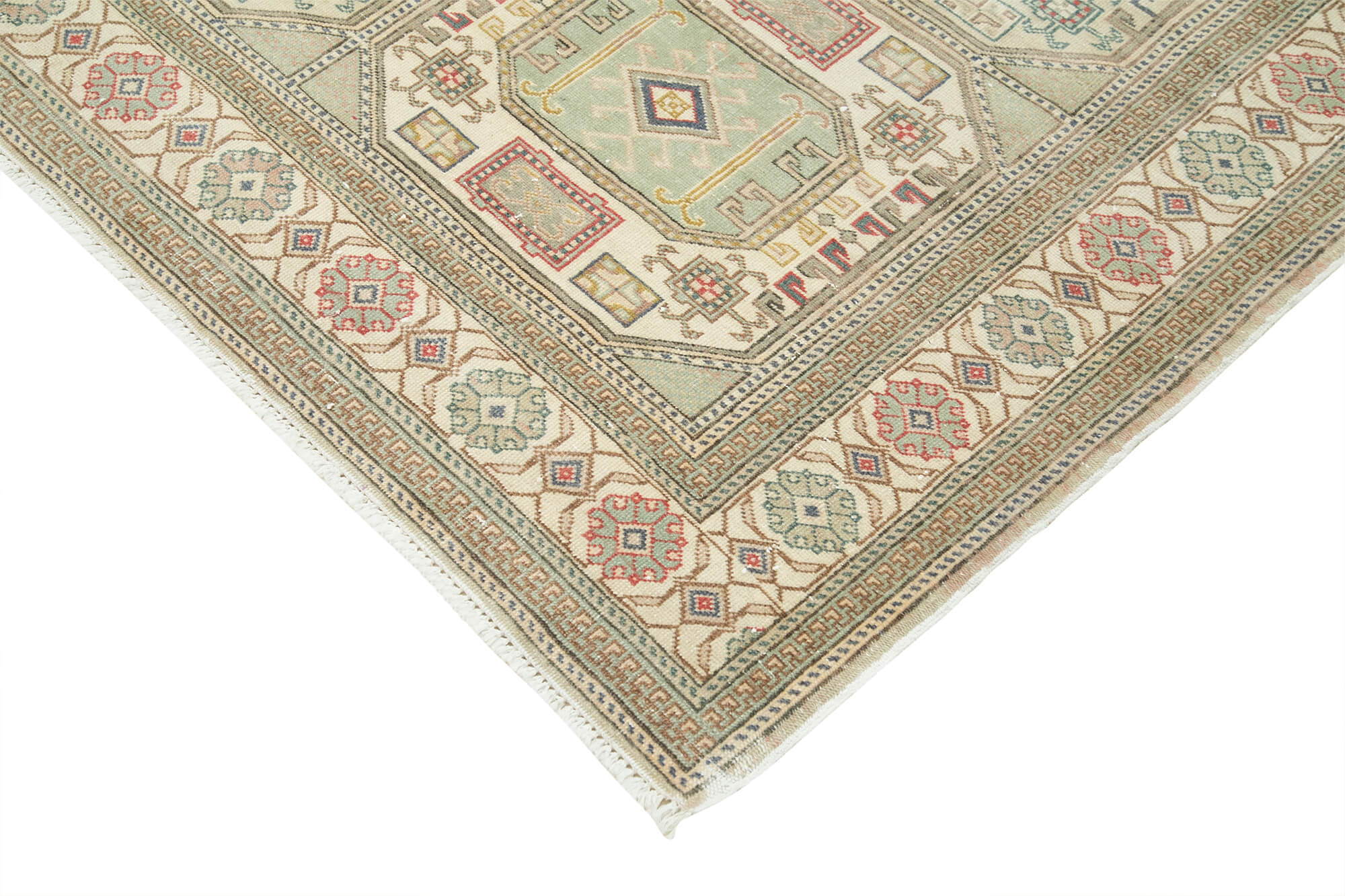 Vintage Cotton Wool Rug - Handmade Area Rug, Neutral Beige Wool Cotton Carpet 6'6''x9'4''