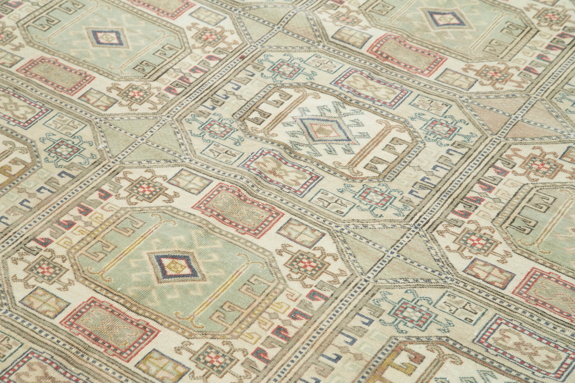 Vintage Cotton Wool Rug - Handmade Area Rug, Neutral Beige Wool Cotton Carpet 6'6''x9'4''