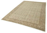 Vintage Handmade Area Rug - Beige Cotton Wool Turkish Carpet 6'6''x9'3''