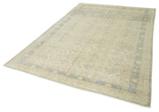 Vintage Cotton Wool Rug - Handmade Area Rug 6'4''x9'5'' Beige Wool Durable Floor Covering