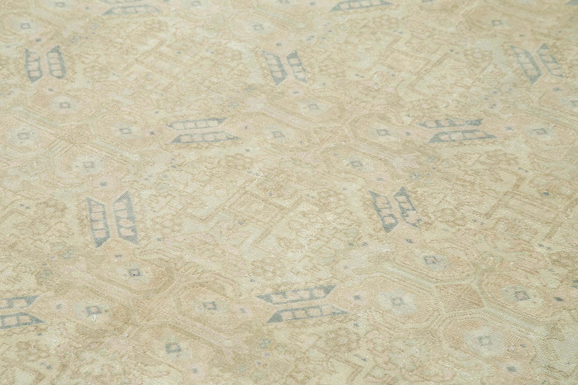 Vintage Cotton Wool Rug - Handmade Area Rug 6'4''x9'5'' Beige Wool Durable Floor Covering