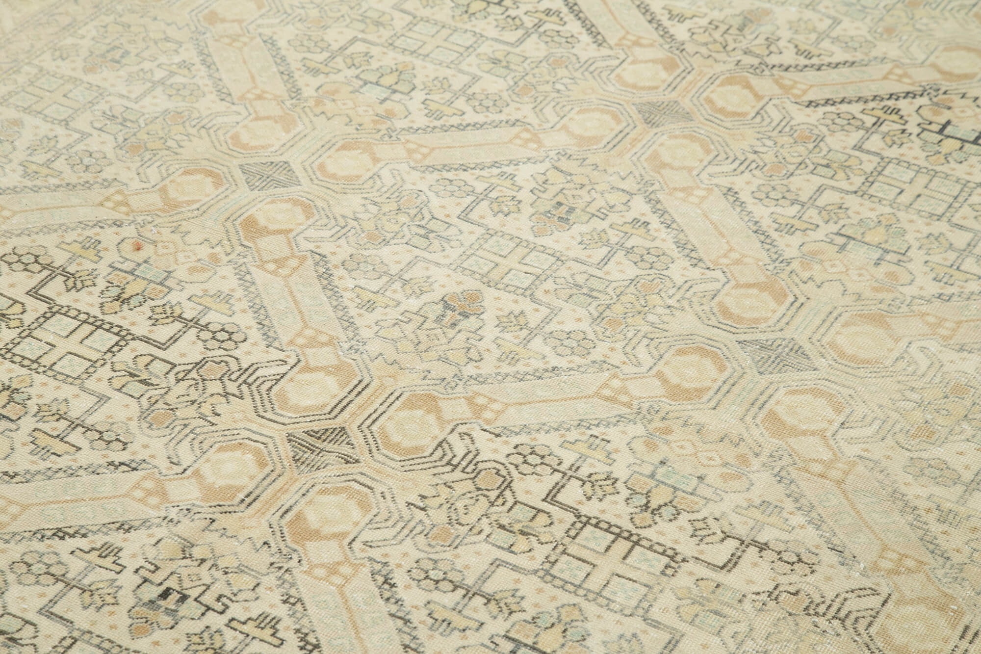 Vintage Cotton Wool Rug - Handmade Area Rug Beige Turkish Hand Knotted 6'5''x9'6''