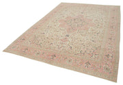 Handmade Vintage Area Rug - Beige Wool Cotton Carpet 6'9" x 9'6" | Turkish Hand Woven Rug
