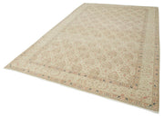 Vintage Cotton Wool Rug – Handmade Area Rug 6'8''x10'4'' Beige Turkish Carpet