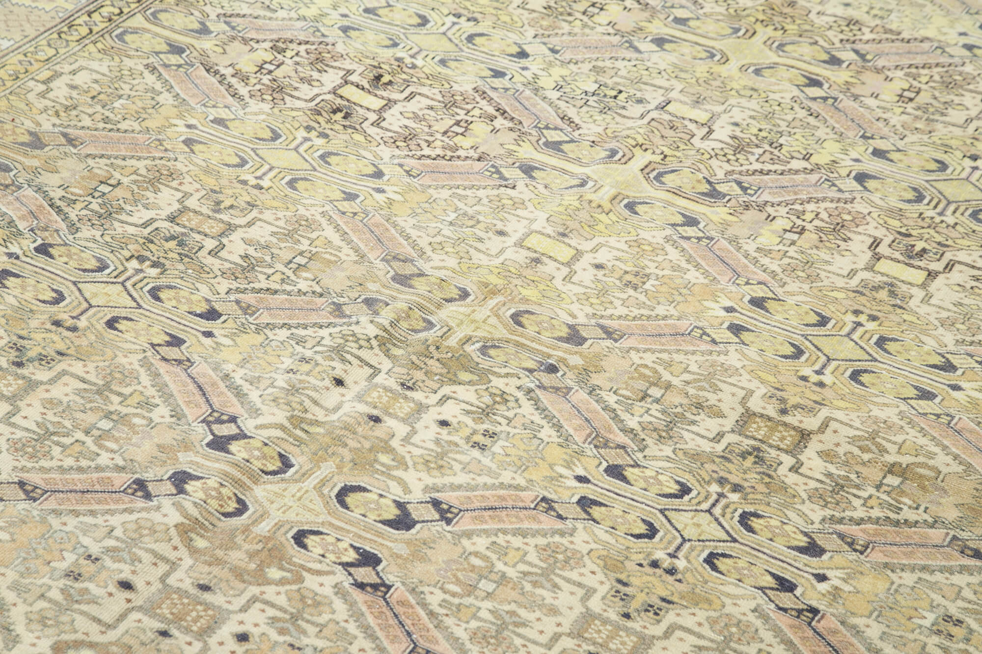 Handmade Vintage Area Rug – Kayseri Wool & Cotton Blend, Neutral Beige Carpet 6'7''x9'9''