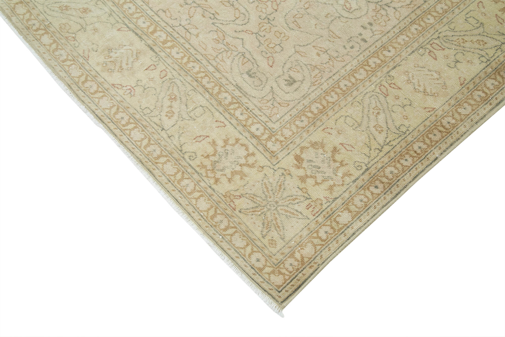 Handmade Wool Area Rug - Kayseri Beige Vintage Cotton Blend Classic Carpet 6'8''x10'8''