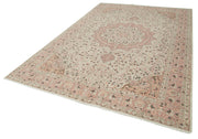 Vintage Cotton Wool Rug - Handmade Turkish Wool Carpet 6'11''x10'3'' Beige Area Rug