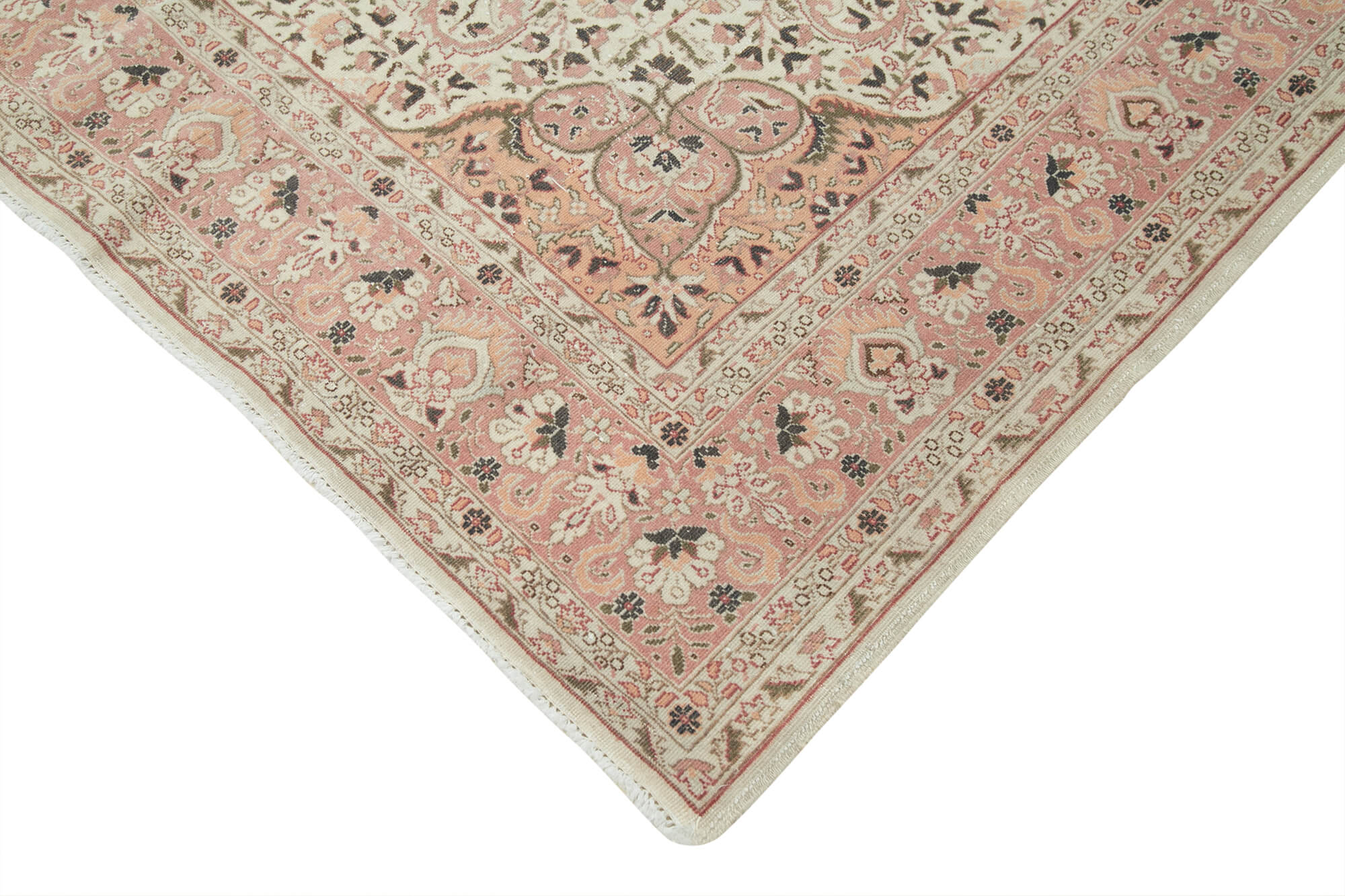 Vintage Cotton Wool Rug - Handmade Turkish Wool Carpet 6'11''x10'3'' Beige Area Rug
