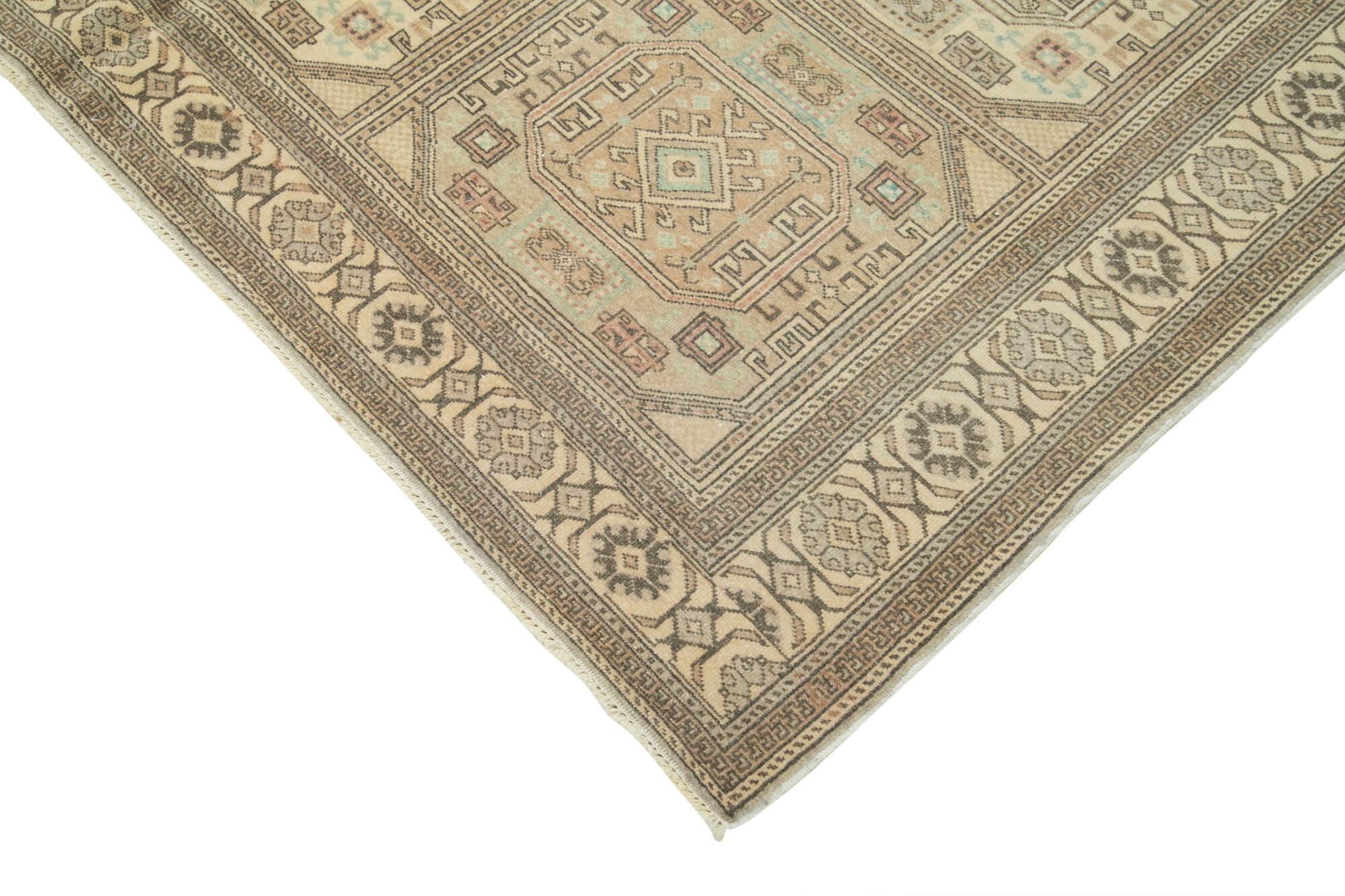 Handmade Vintage Area Rug – Classic Turkish Wool Carpet, Neutral Beige 6'7''x10'