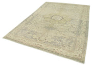 Vintage Cotton Wool Rug - Handmade Area Rug 6'7''x9'7'' Beige Wool Classic