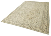 Handmade Vintage Area Rug – Kayseri Beige Cotton Wool Blend, Durable Floor Covering 6'6''x9'8''