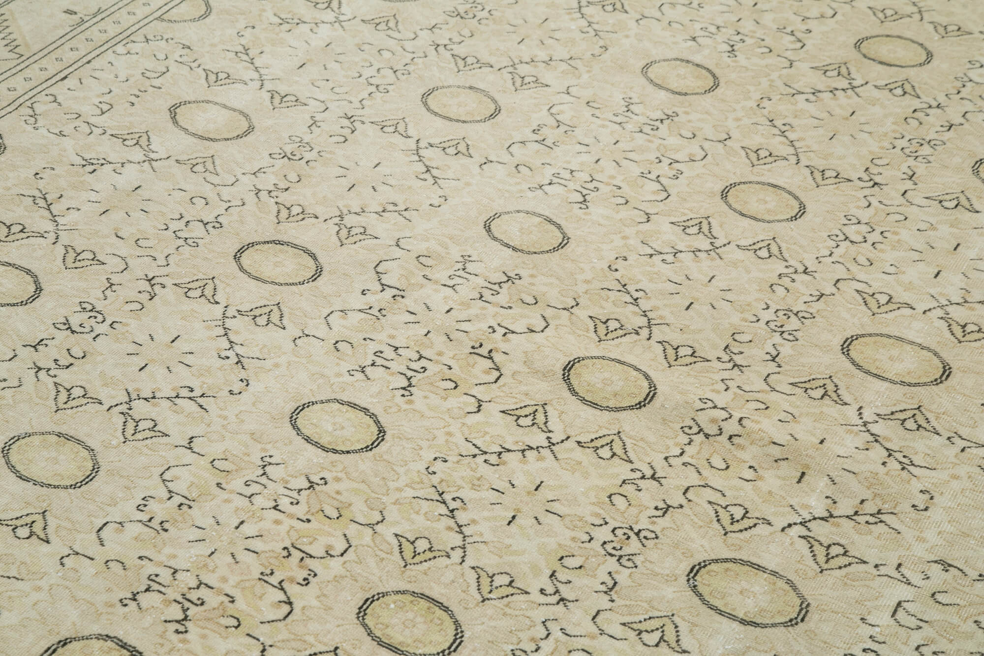 Handmade Vintage Area Rug – Kayseri Beige Cotton Wool Blend, Durable Floor Covering 6'6''x9'8''