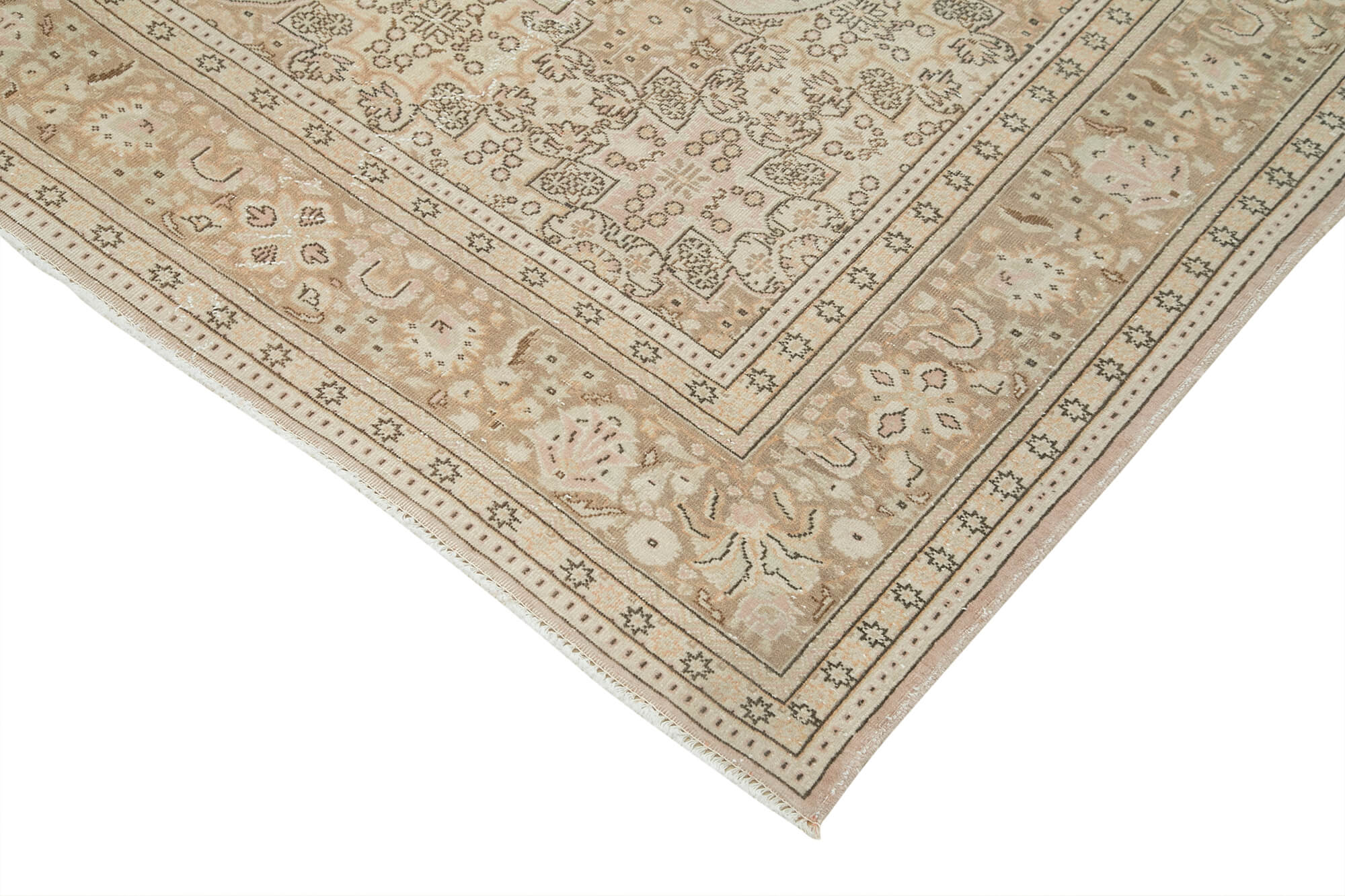 Vintage Cotton Wool Rug | Hand Knotted Turkish Carpet, Classic Woven Mat 7'0''x9'10''