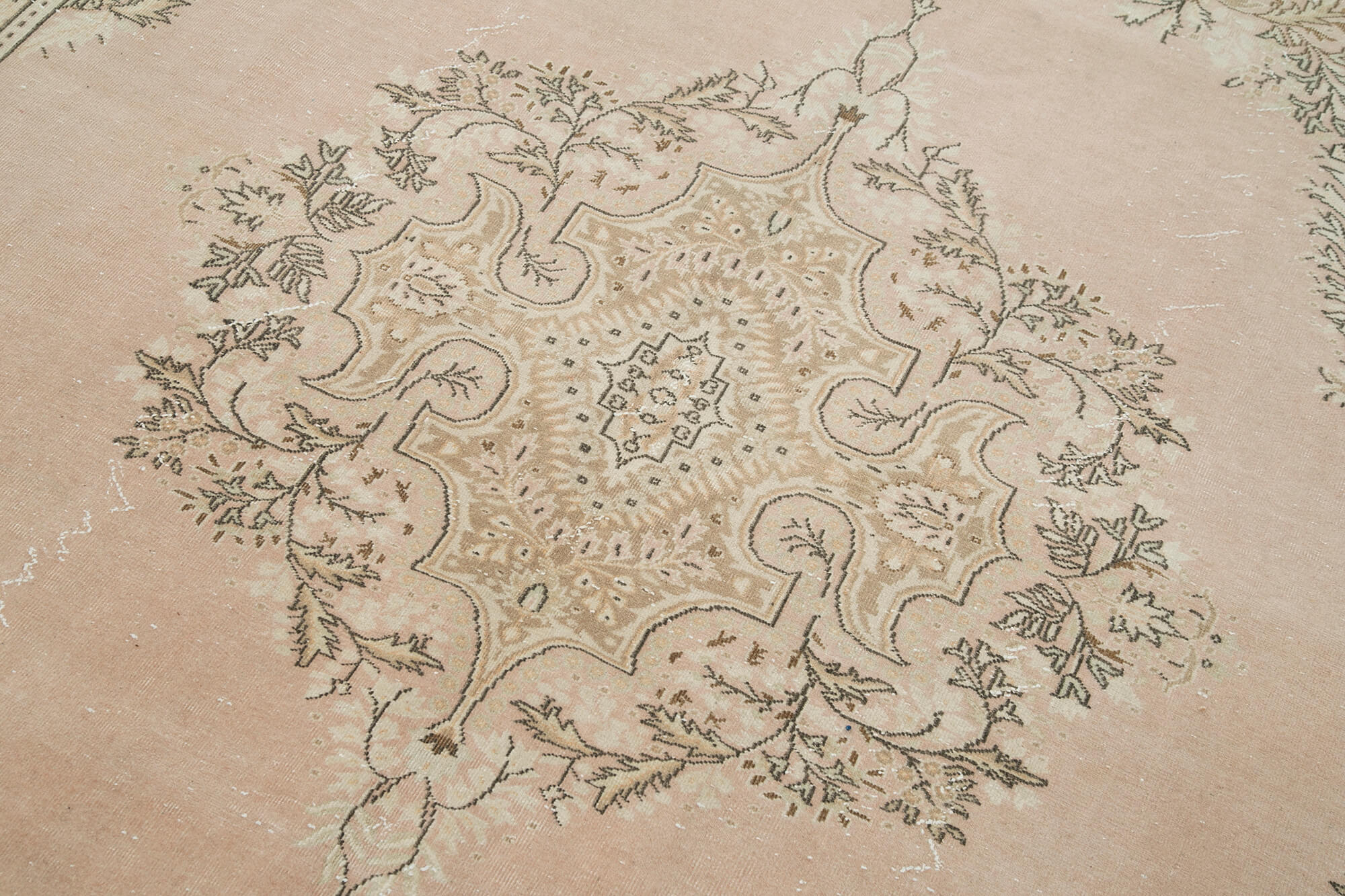Vintage Cotton Wool Rug | Hand Knotted Turkish Carpet, Classic Woven Mat 7'0''x9'10''