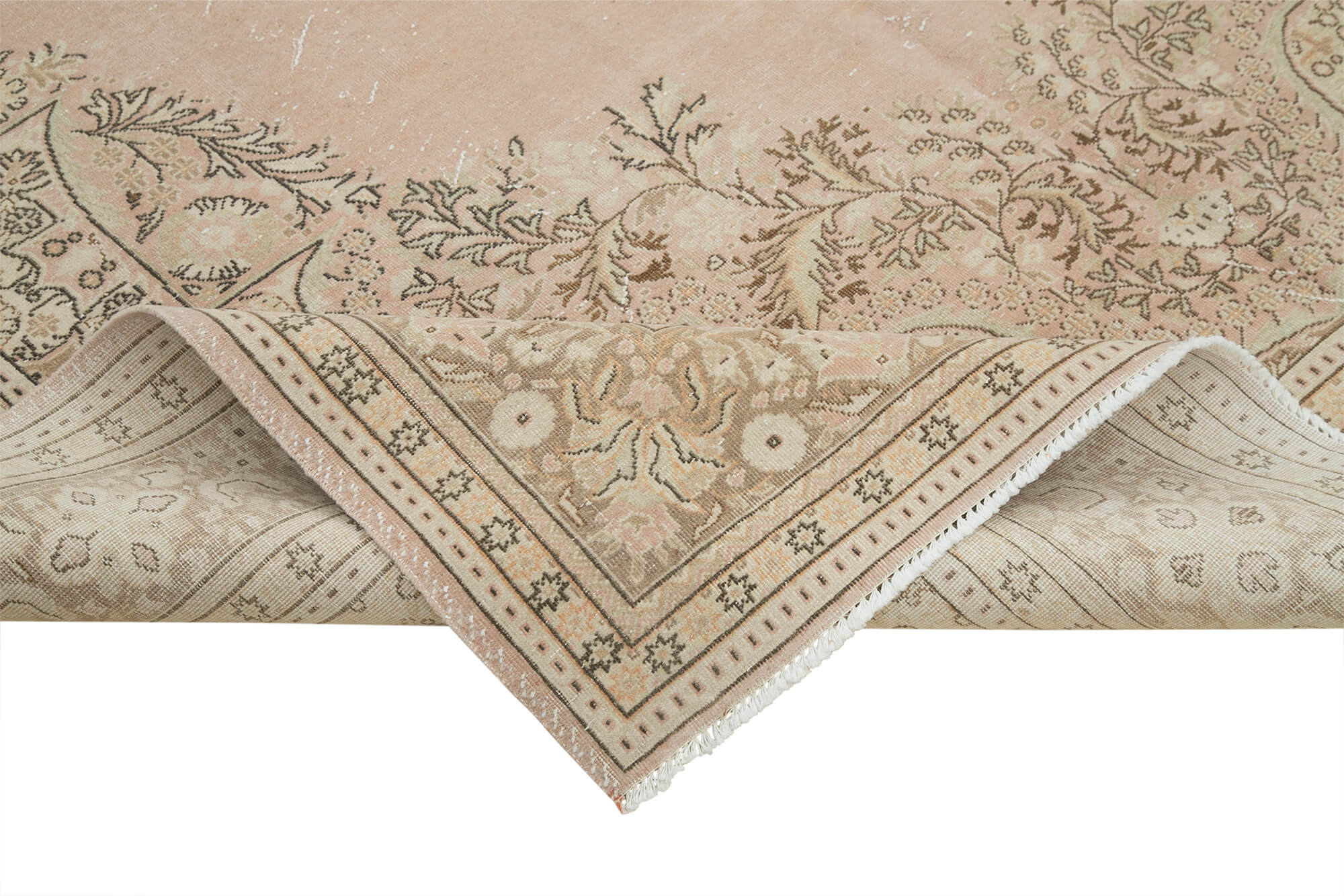 Vintage Cotton Wool Rug | Hand Knotted Turkish Carpet, Classic Woven Mat 7'0''x9'10''