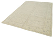 Vintage Cotton Wool Rug - Handmade Area Rug 6'7'' x 9'7'' Beige Classic Style
