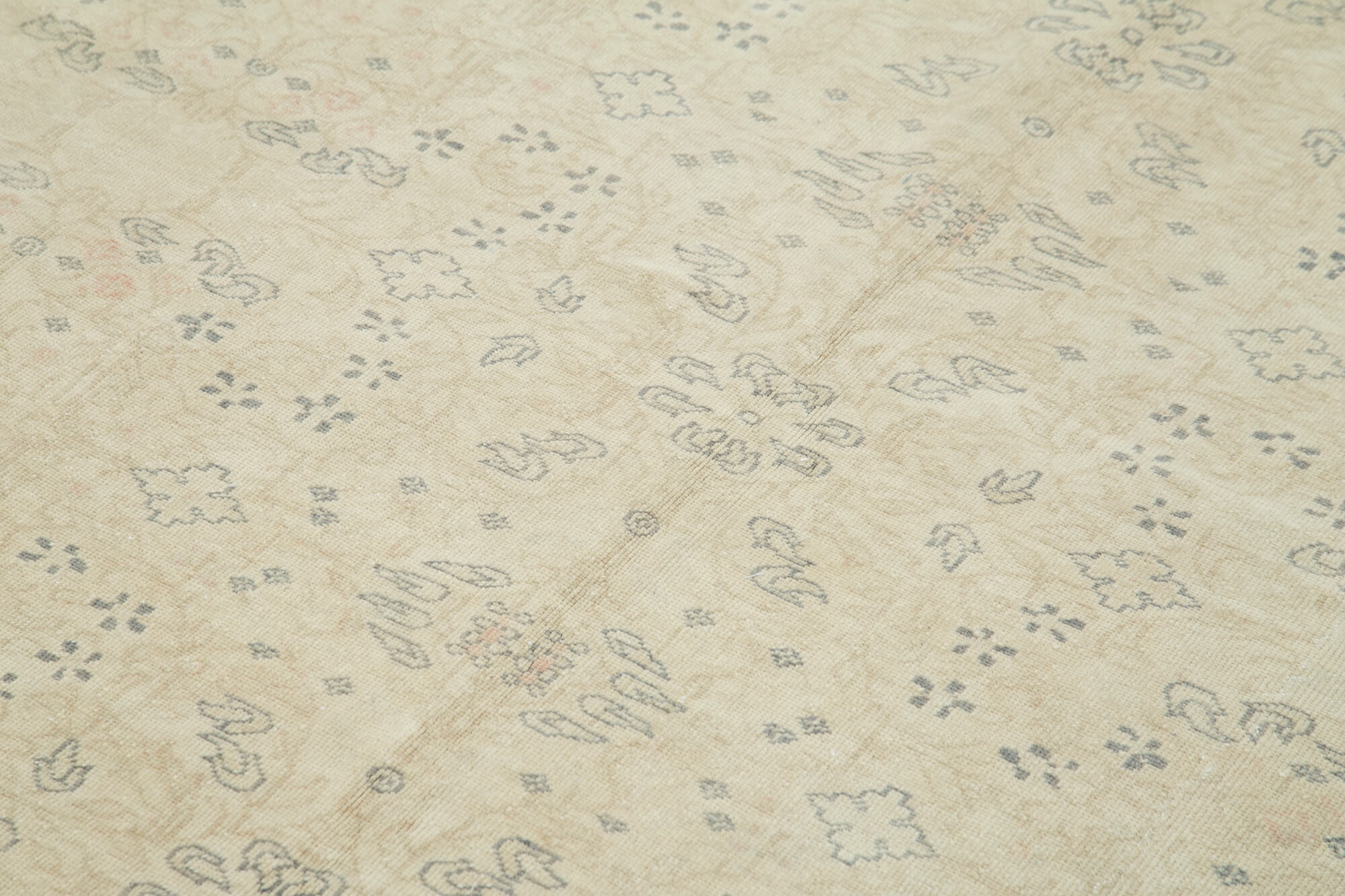 Vintage Cotton Wool Rug - Handmade Area Rug 6'7'' x 9'7'' Beige Classic Style