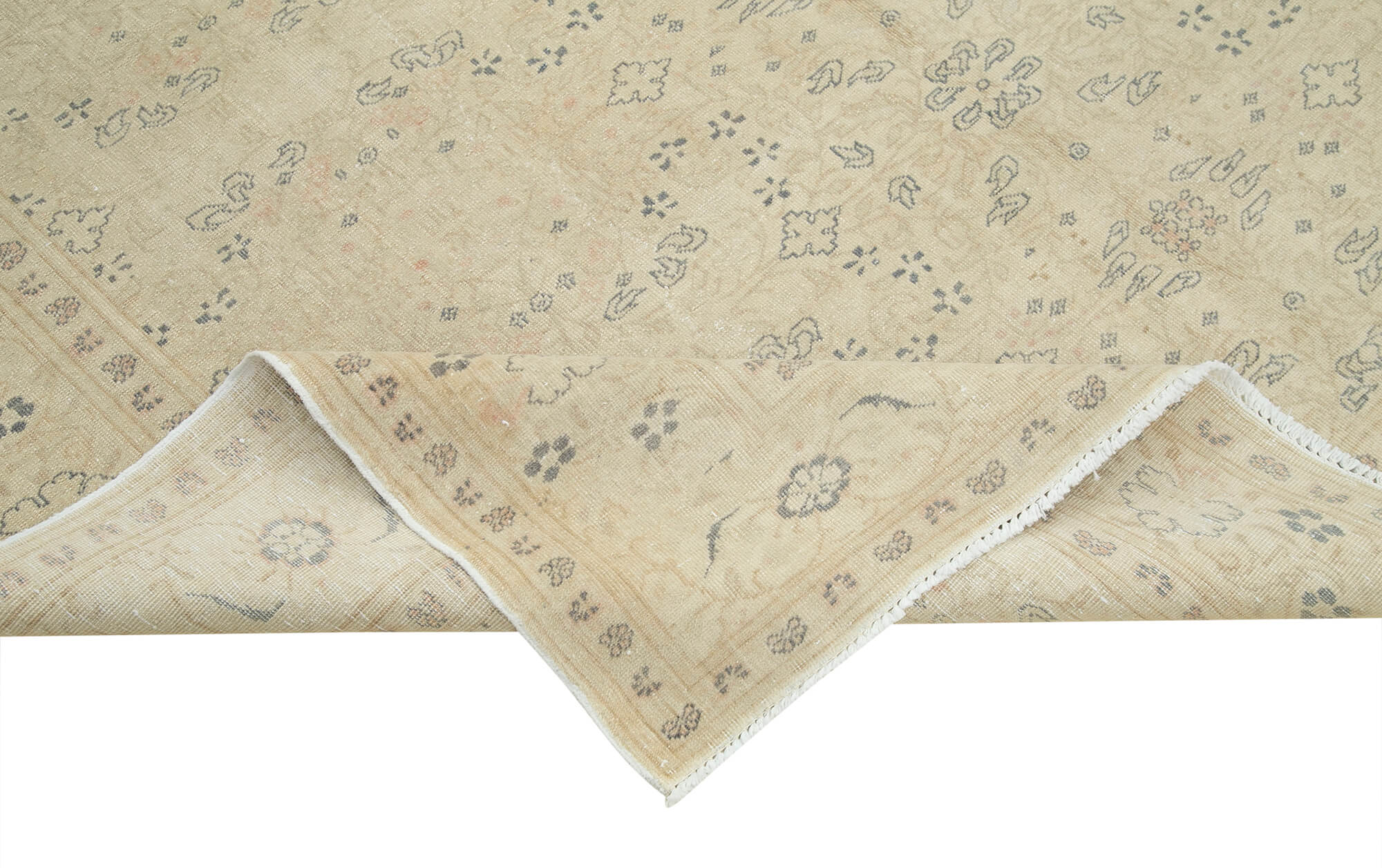 Vintage Cotton Wool Rug - Handmade Area Rug 6'7'' x 9'7'' Beige Classic Style