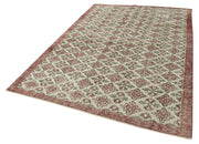 Vintage Handmade Area Rug – Kayseri Beige Wool Cotton Blend 6'1"x9'0" Durable