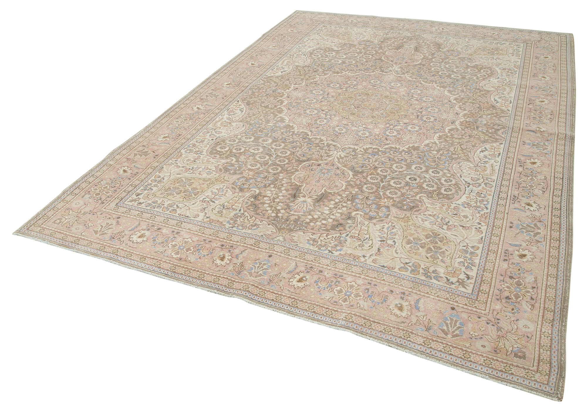 Vintage Wool Area Rug - Handmade Cotton Wool Carpet 6x10 Feet Rug | Turkish Handwoven Classic
