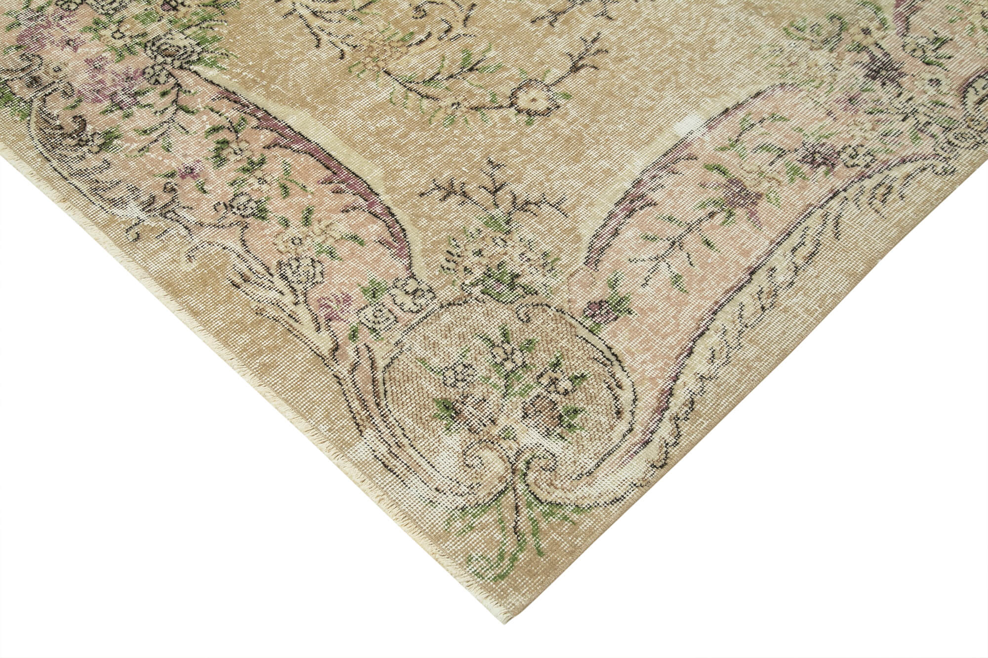 Vintage Cotton Wool Rug | Handcrafted Area Rug Beige Vintage Carpet 6'9''x10'0''