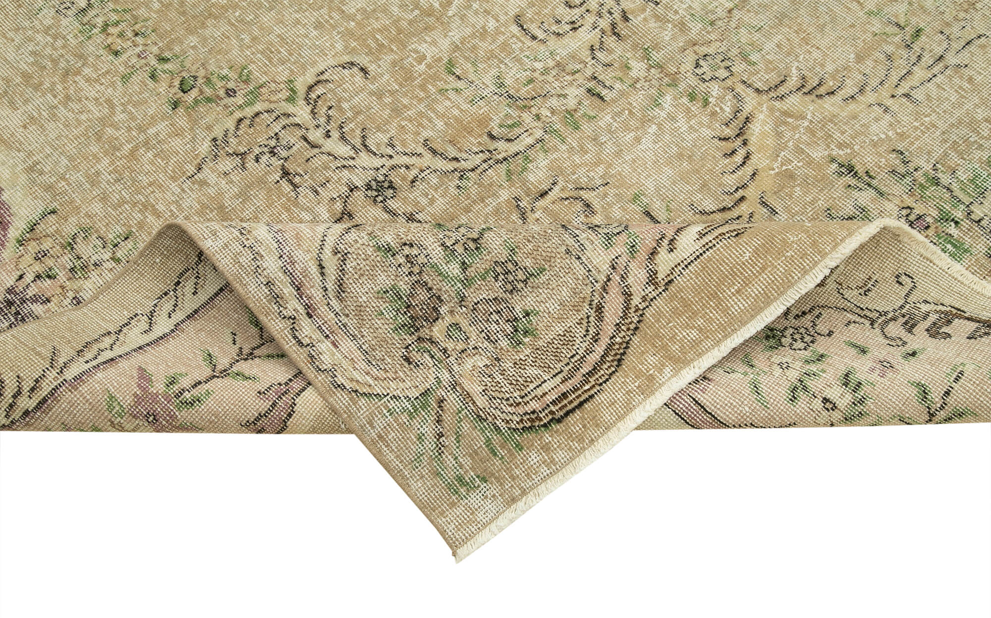Vintage Cotton Wool Rug | Handcrafted Area Rug Beige Vintage Carpet 6'9''x10'0''