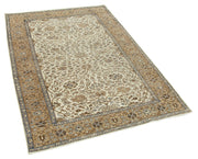 Vintage Cotton Wool Rug - Handmade Area Rug 3'10''x5'7'' | Turkish Wool Carpet