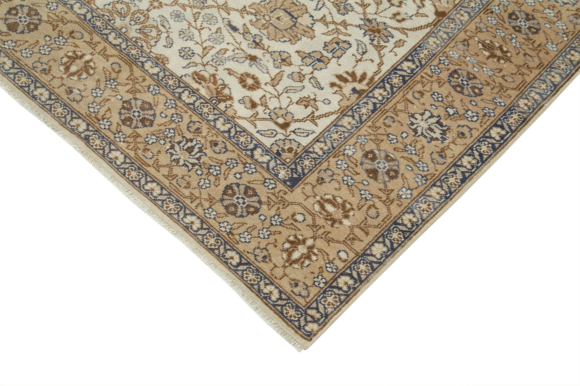 Vintage Cotton Wool Rug - Handmade Area Rug 3'10''x5'7'' | Turkish Wool Carpet