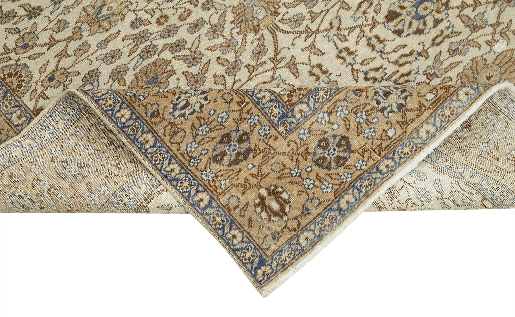 Vintage Cotton Wool Rug - Handmade Area Rug 3'10''x5'7'' | Turkish Wool Carpet
