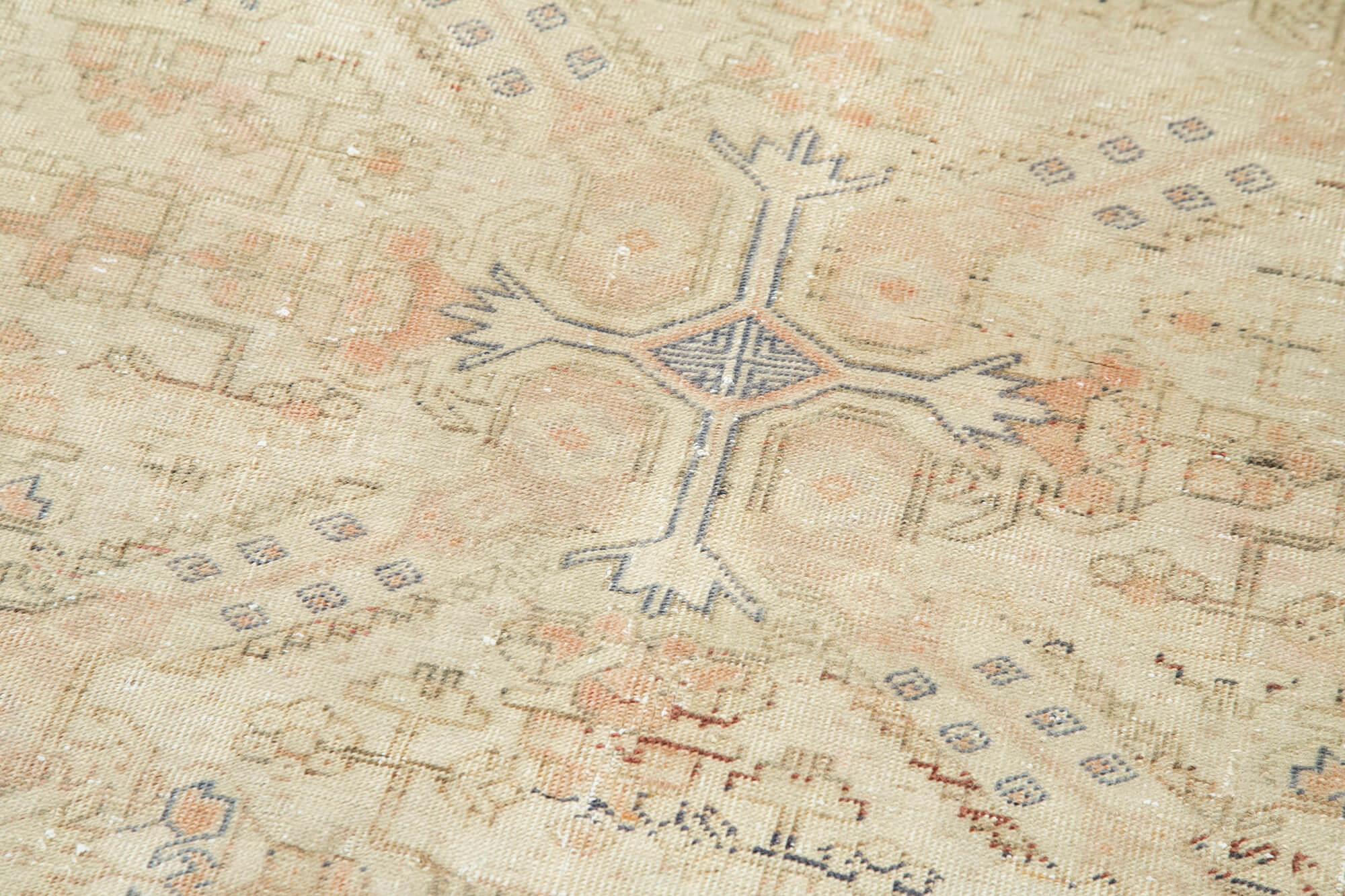 Vintage Cotton Wool Rug – Handmade Area Rug | Beige Turkish Hand Knotted Carpet 2'9''x8'7''