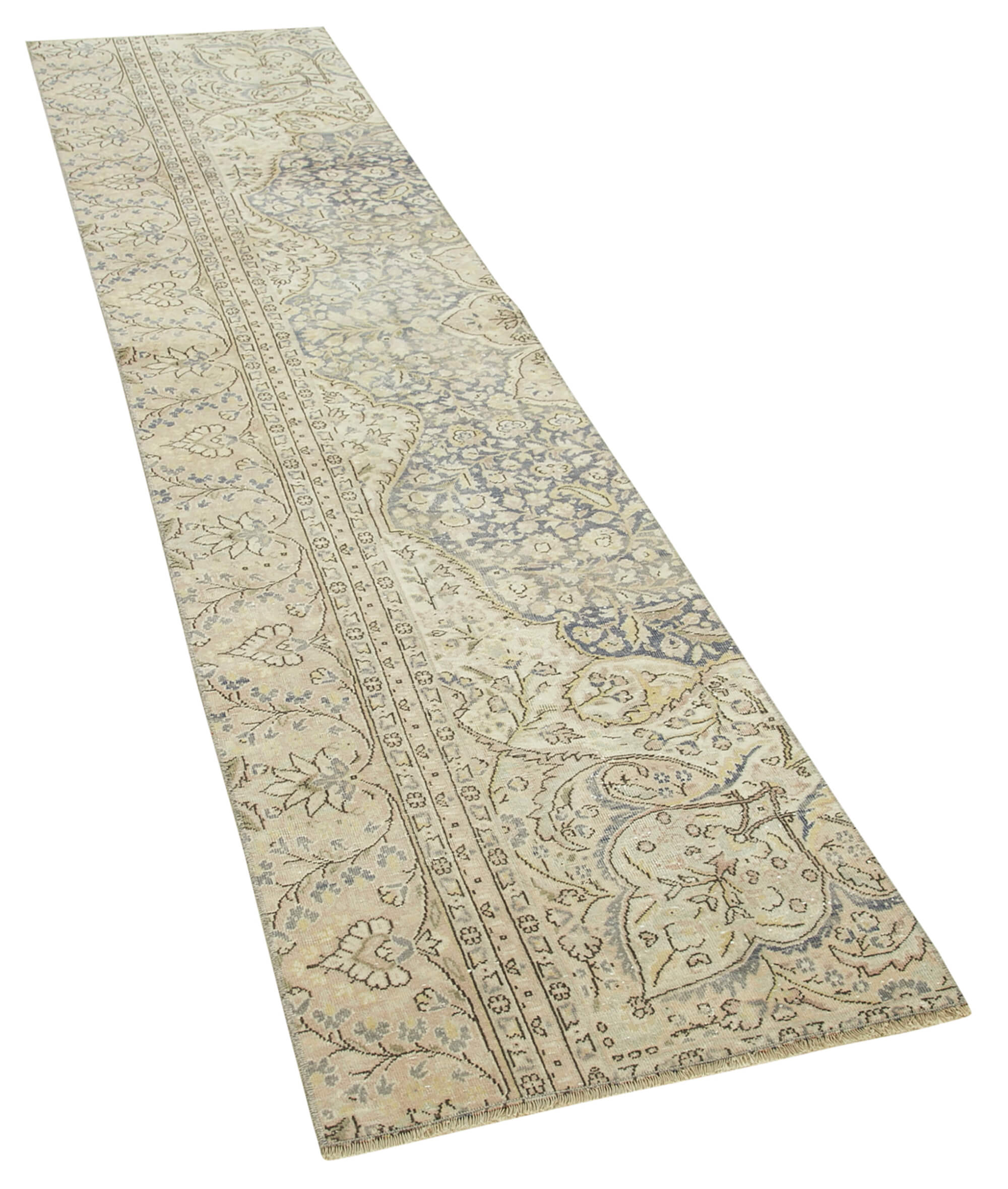 Vintage Cotton Wool Rug – Handmade Area Rug | Turkish Vintage Carpet 2'2''x9'0''