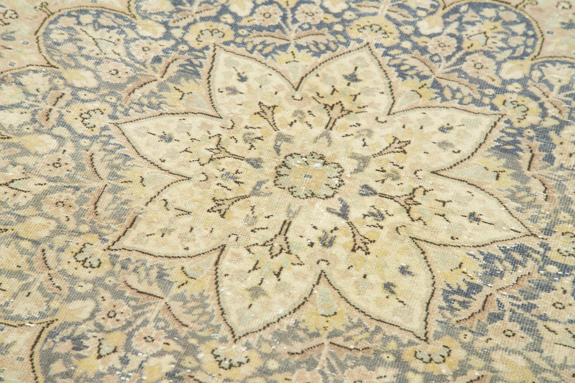 Vintage Cotton Wool Rug - Hand Woven Turkish Area Rug 3'2''x11'4'' Beige Runner