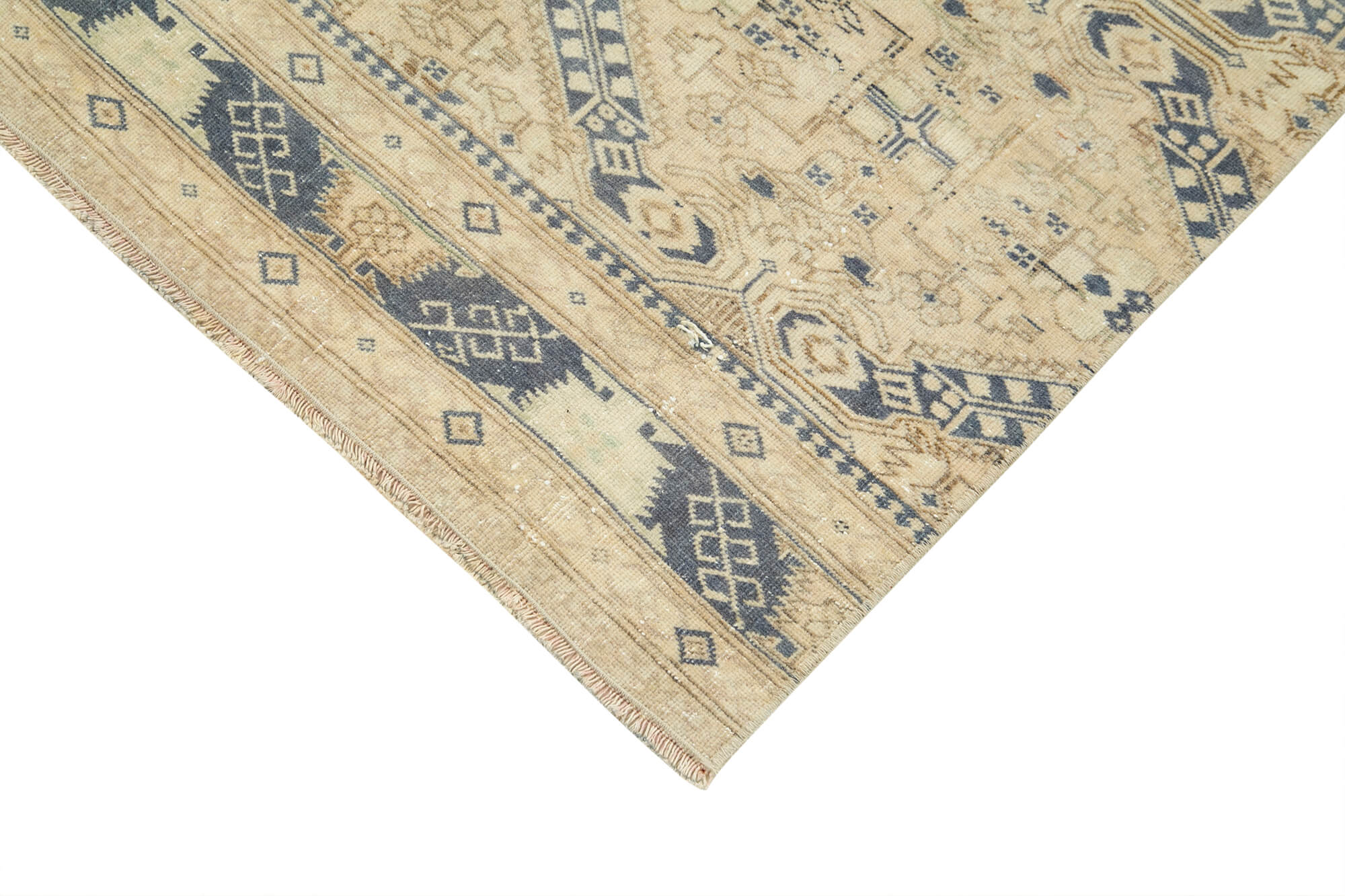 Vintage Cotton Wool Rug – Handmade Area Rug | Turkish Vintage Carpet Runner 2'10''x9'6''
