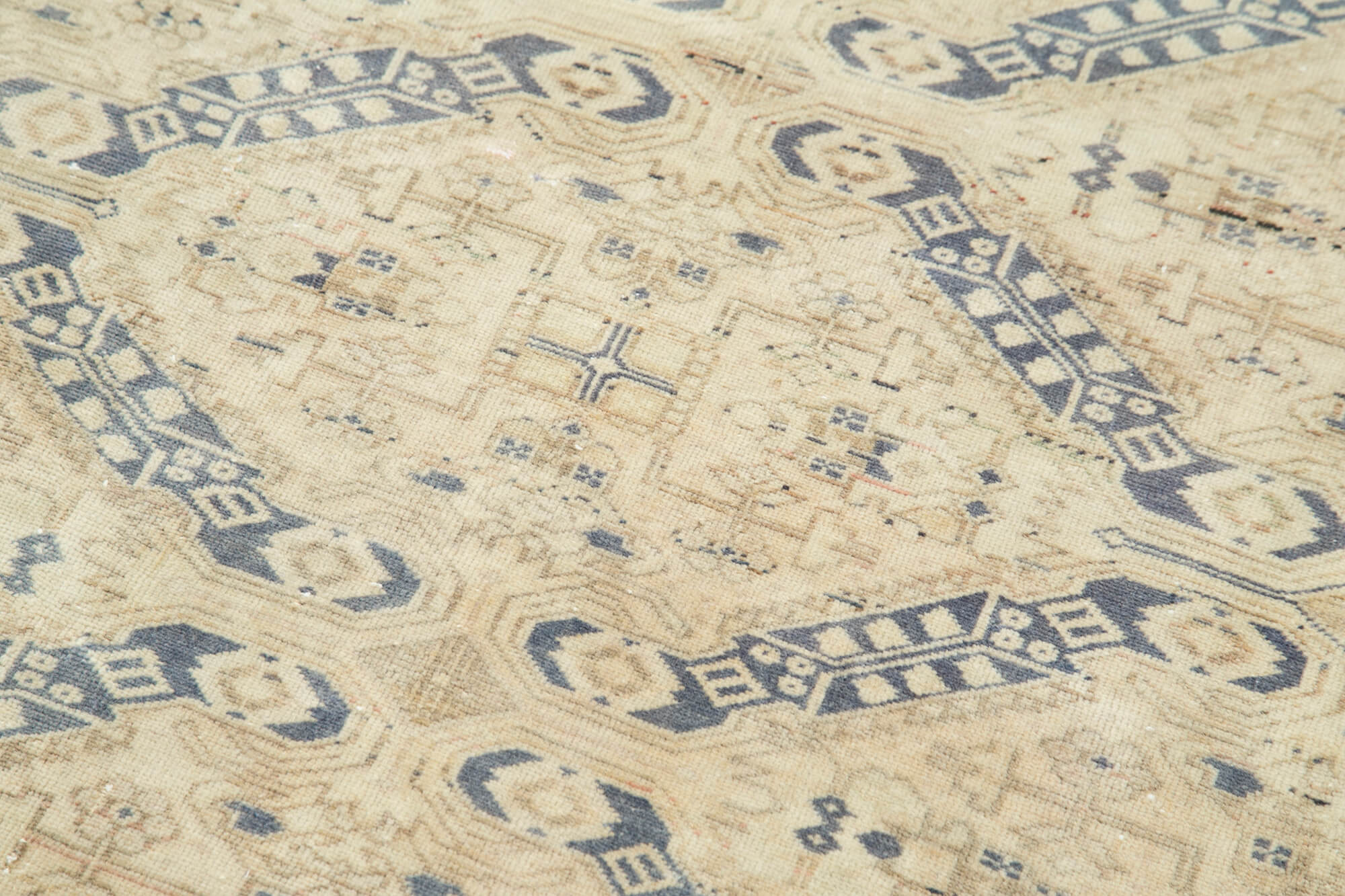 Vintage Cotton Wool Rug – Handmade Area Rug | Turkish Vintage Carpet Runner 2'10''x9'6''