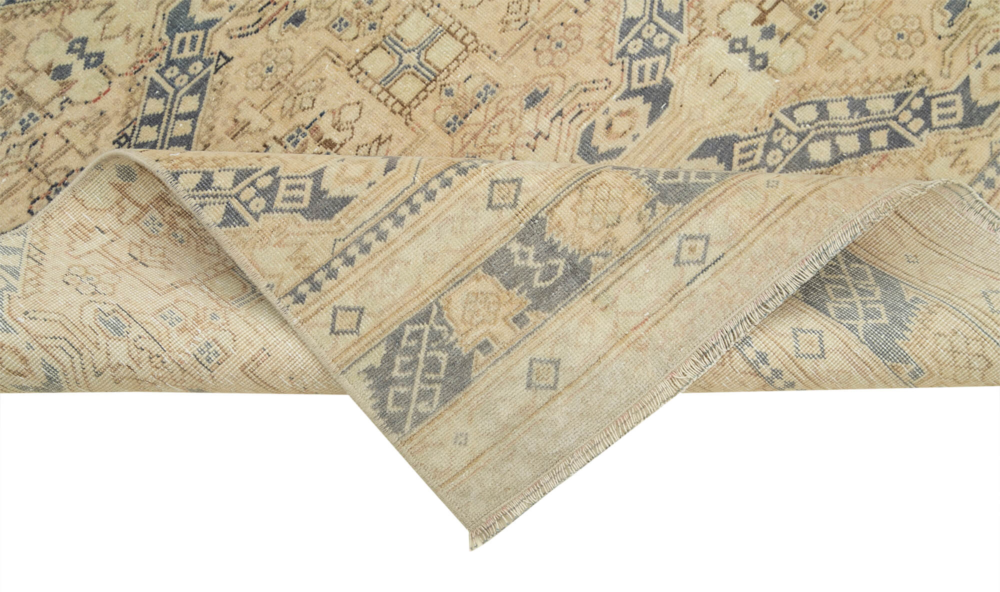 Vintage Cotton Wool Rug – Handmade Area Rug | Turkish Vintage Carpet Runner 2'10''x9'6''