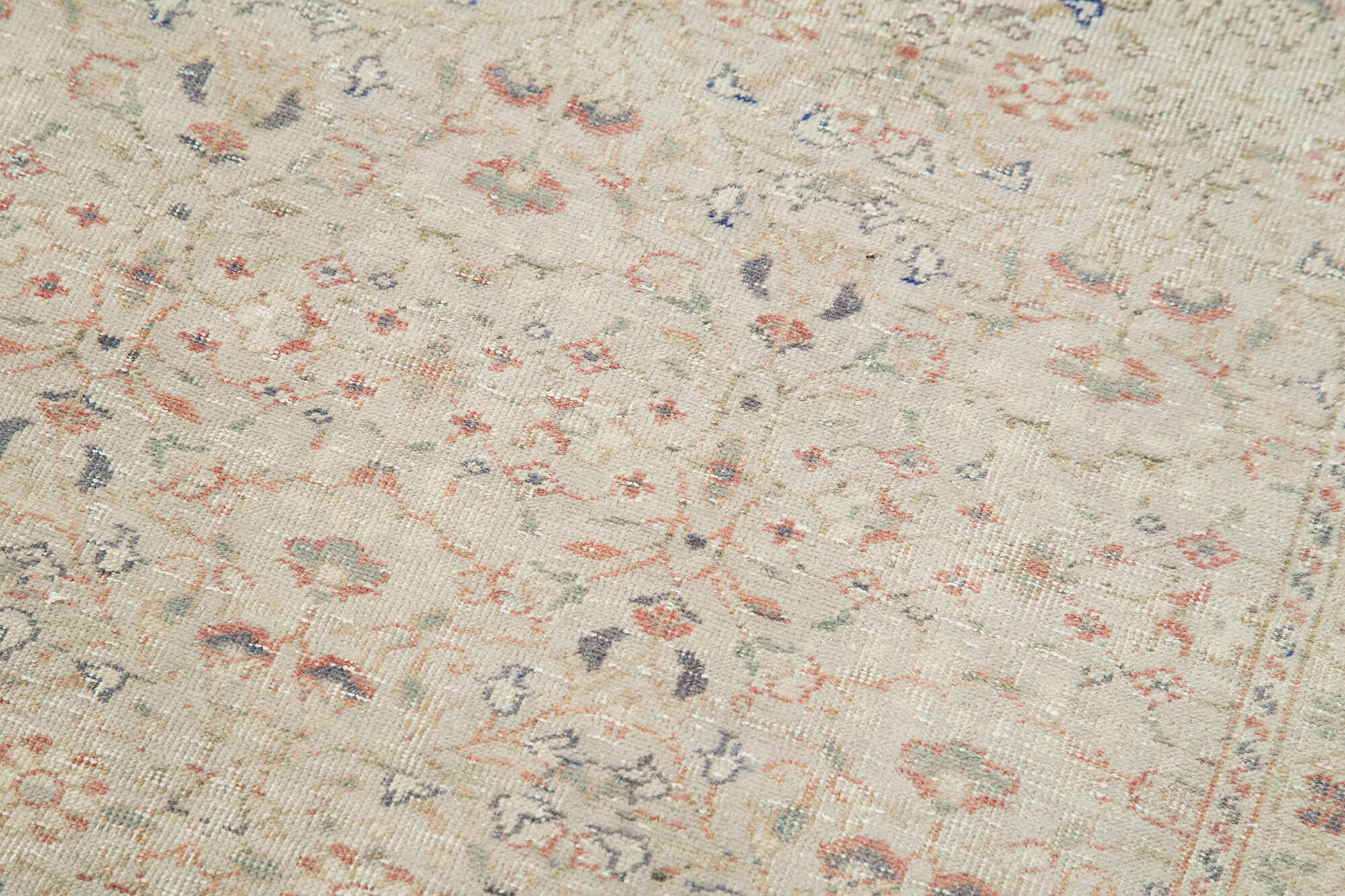 Handmade Vintage Area Rug – Kayseri Beige Cotton Wool Carpet 2'7''x9'3''