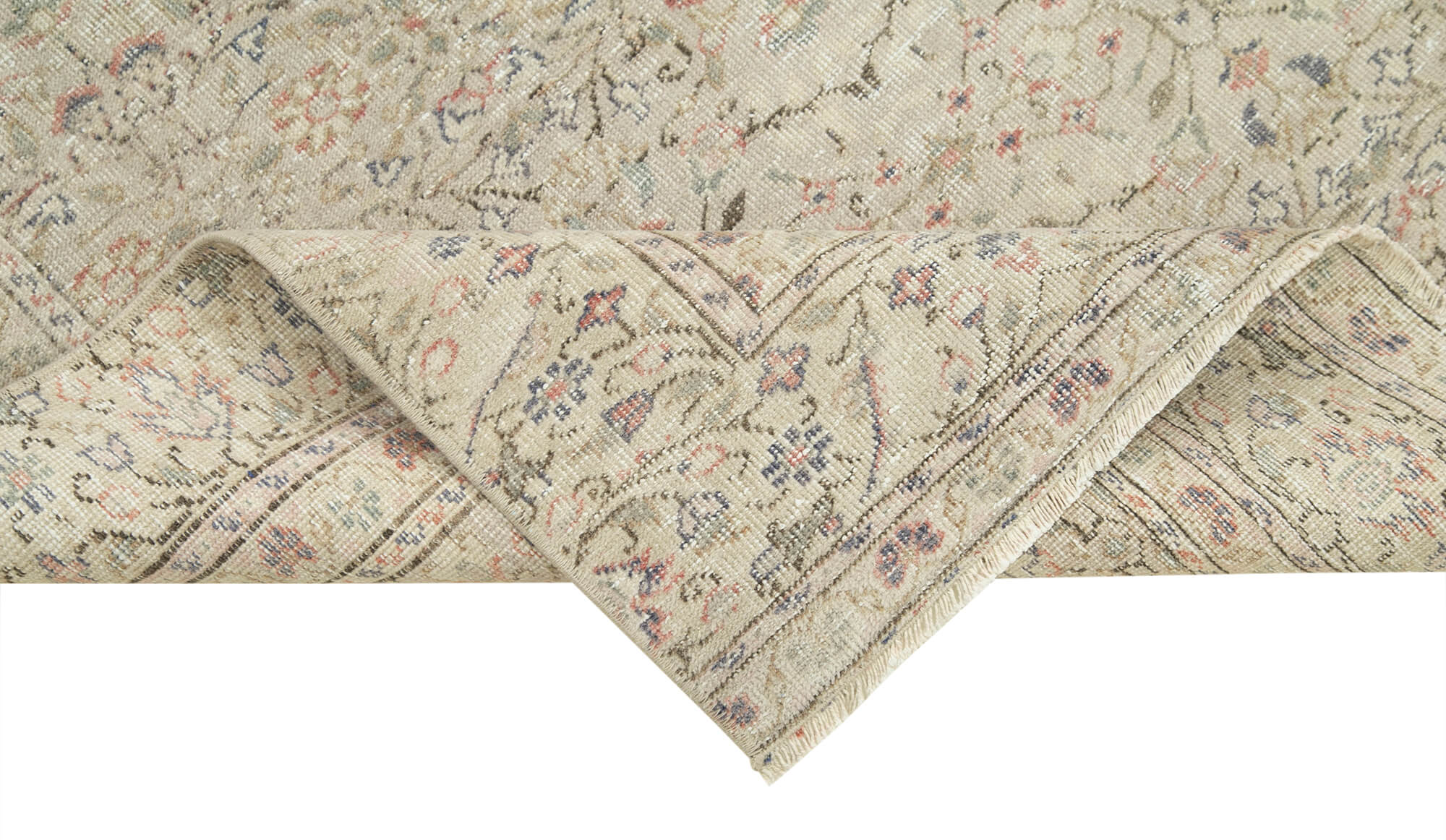 Handmade Vintage Area Rug – Kayseri Beige Cotton Wool Carpet 2'7''x9'3''