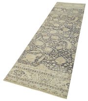 Vintage Wool Area Rug - Handmade Cotton Rug Beige 2'7''x10'10'' Long Runner