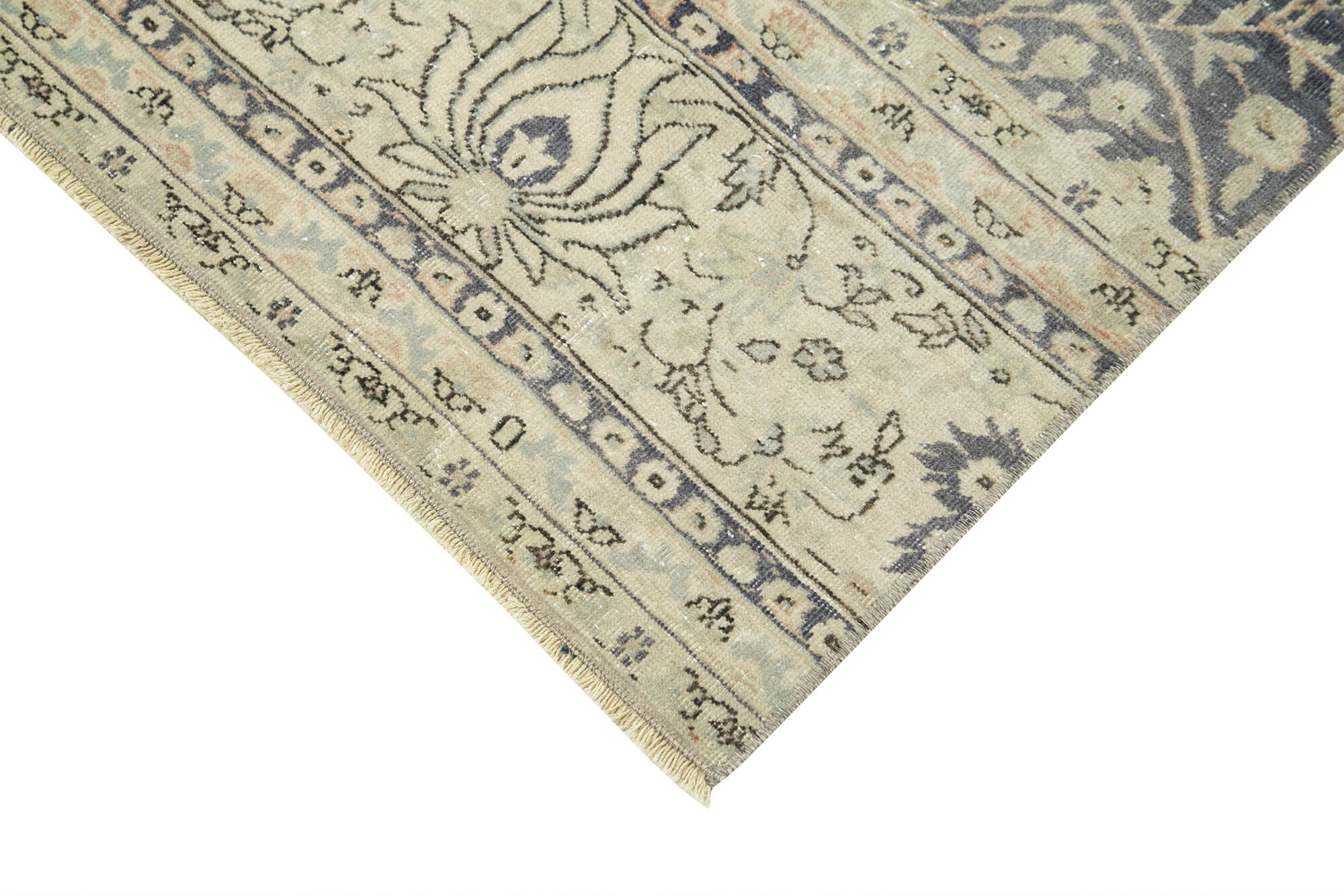 Vintage Wool Area Rug - Handmade Cotton Rug Beige 2'7''x10'10'' Long Runner
