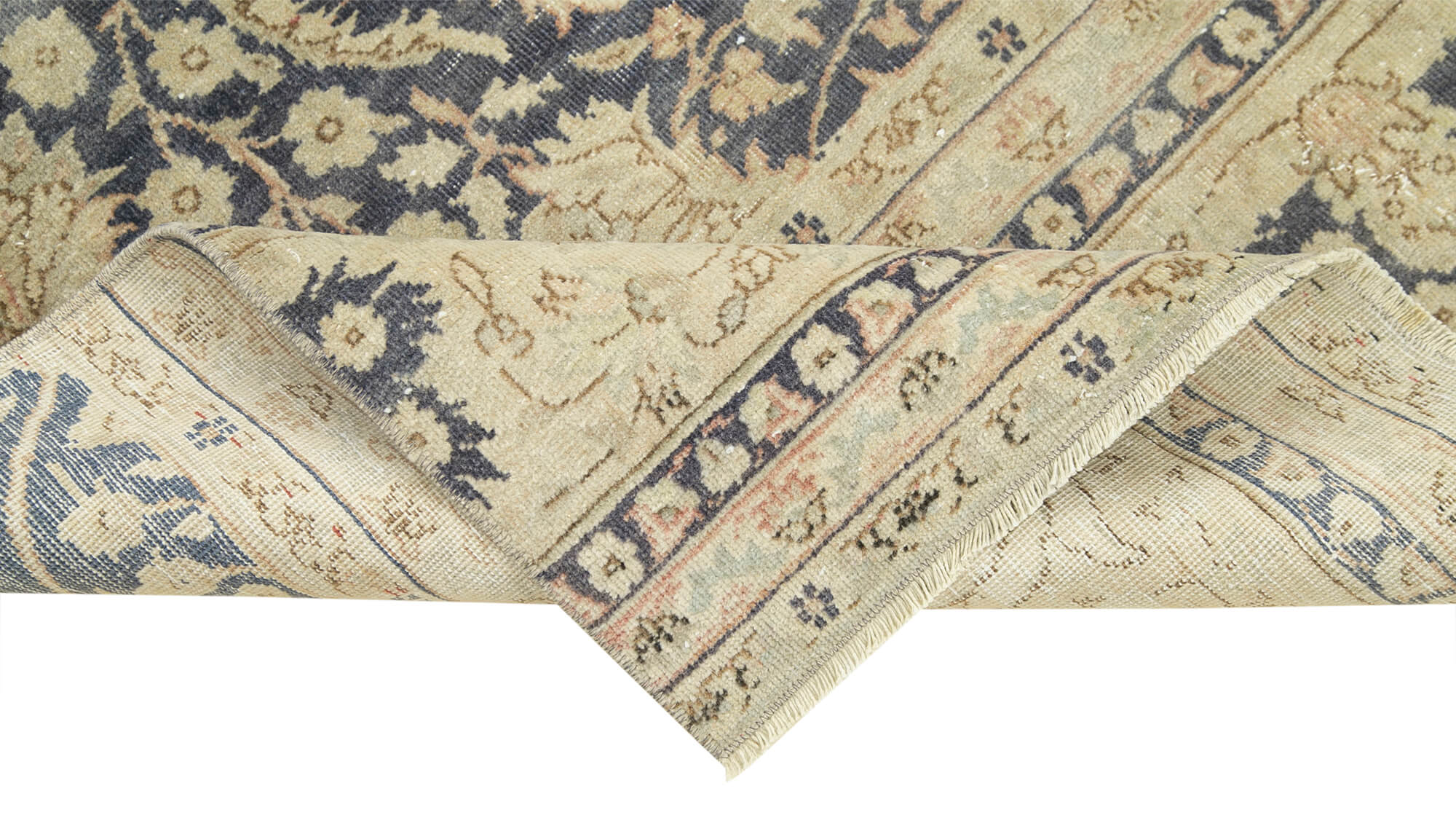 Vintage Wool Area Rug - Handmade Cotton Rug Beige 2'7''x10'10'' Long Runner