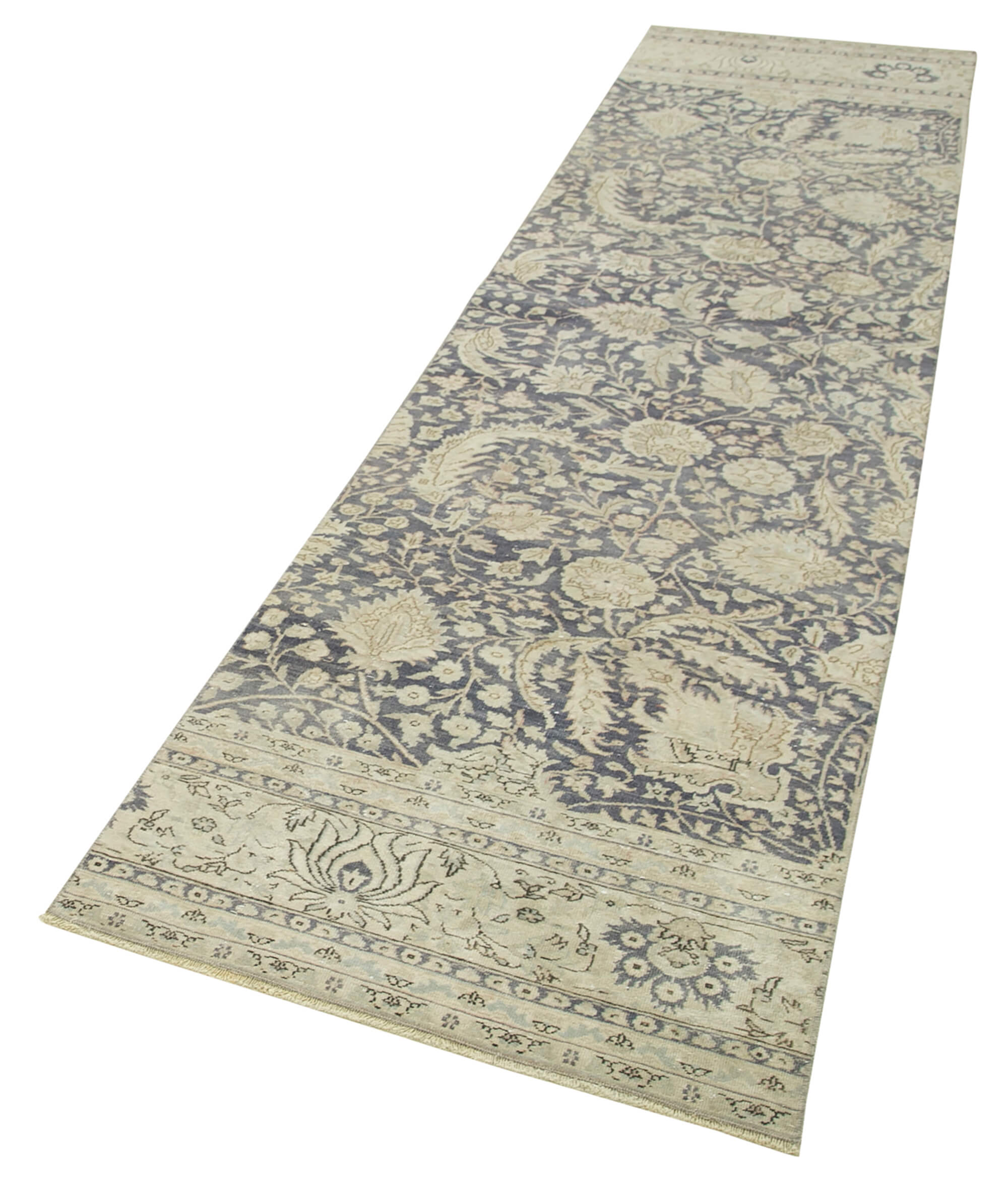 Vintage Cotton Wool Rug - Handmade Area Rug 2'9'' x 10'11'' | Turkish Vintage Style