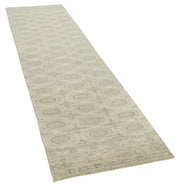 Vintage Cotton Wool Rug – Handmade Area Rug 2'6''x9'4'' Beige Wool Carpet