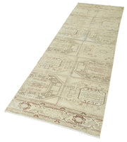 Handmade Vintage Area Rug – Kayseri Turkish Wool Rug 2'7''x9'11'' Beige Cotton Wool Carpet