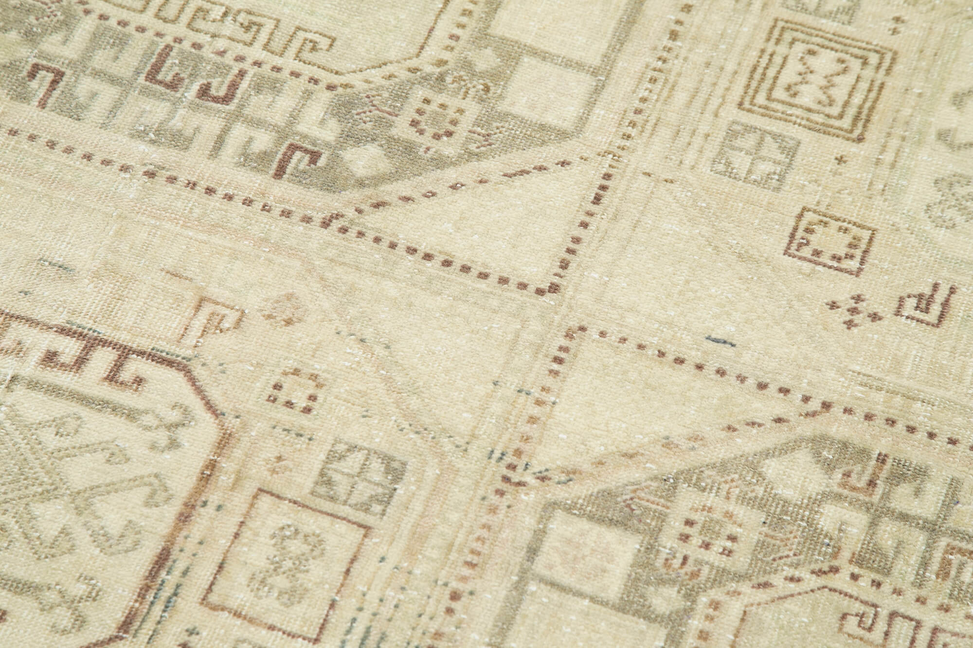 Handmade Vintage Area Rug – Kayseri Turkish Wool Rug 2'7''x9'11'' Beige Cotton Wool Carpet