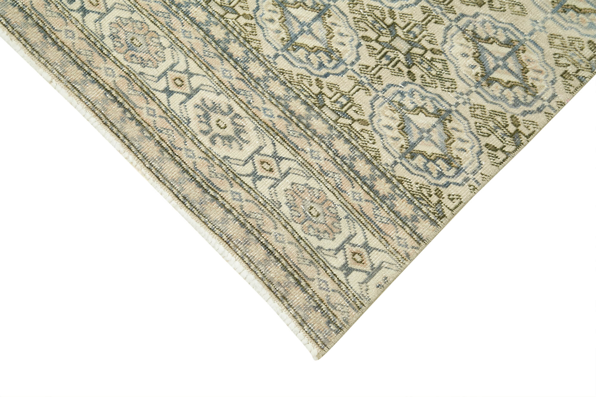Vintage Cotton Wool Rug – Kayseri Handmade Area Rug 2'7'' x 9'8'' Beige Wool