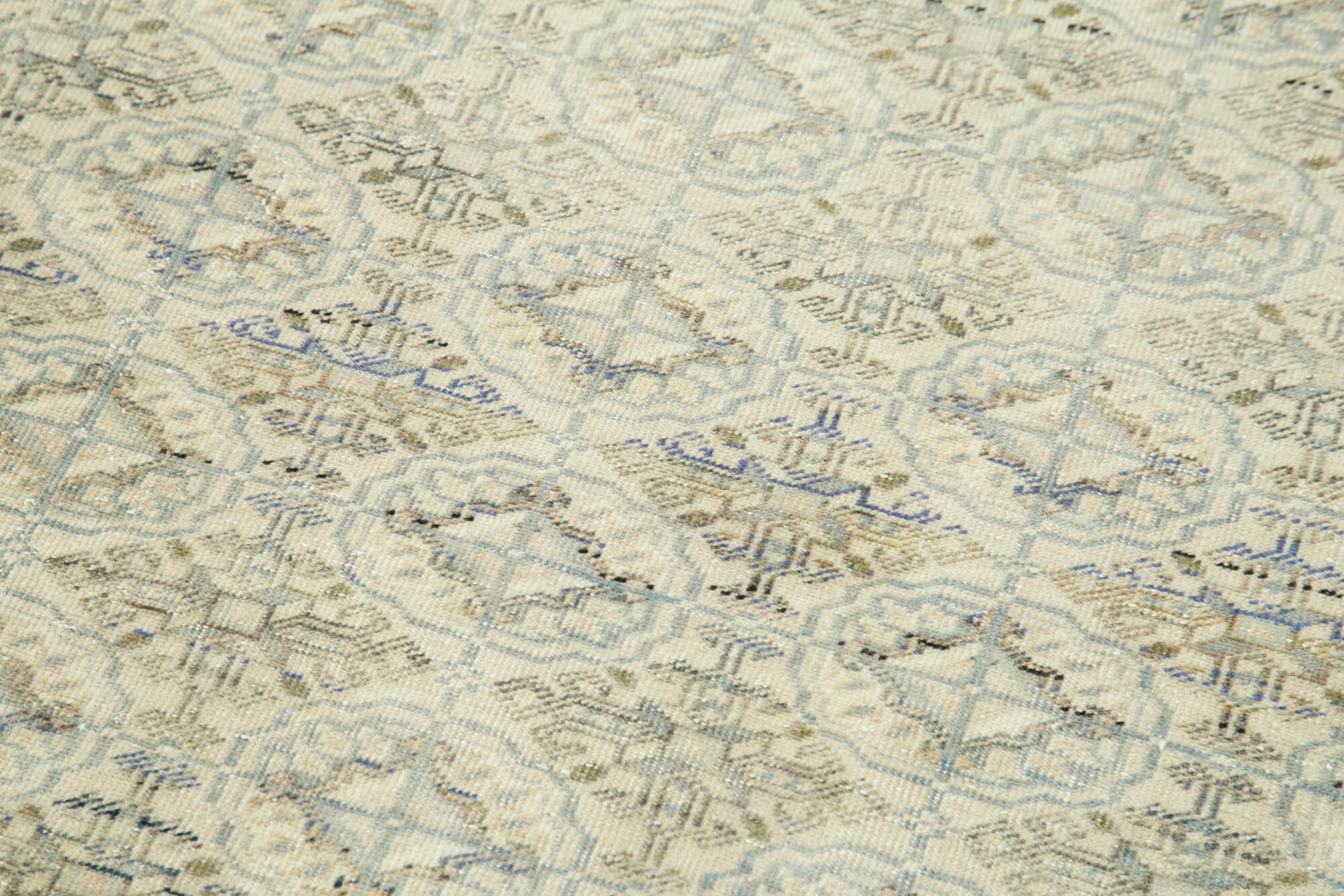 Vintage Cotton Wool Rug – Kayseri Handmade Area Rug 2'7'' x 9'8'' Beige Wool