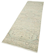 Vintage Cotton Wool Rug – Handmade Area Rug 2'7'' x 10'0'' Beige Wool Carpet