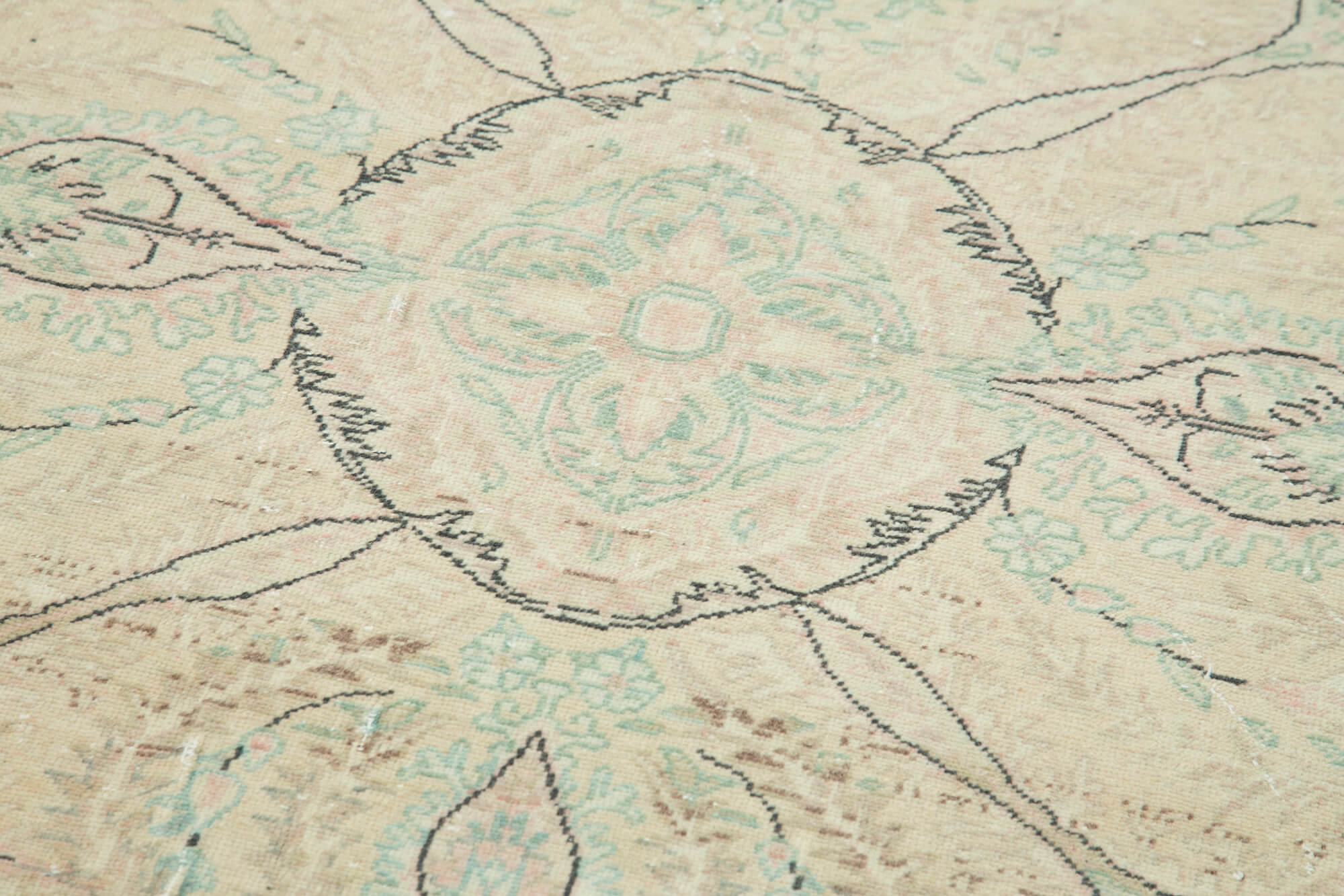 Vintage Cotton Wool Rug – Handmade Area Rug 2'7'' x 10'0'' Beige Wool Carpet
