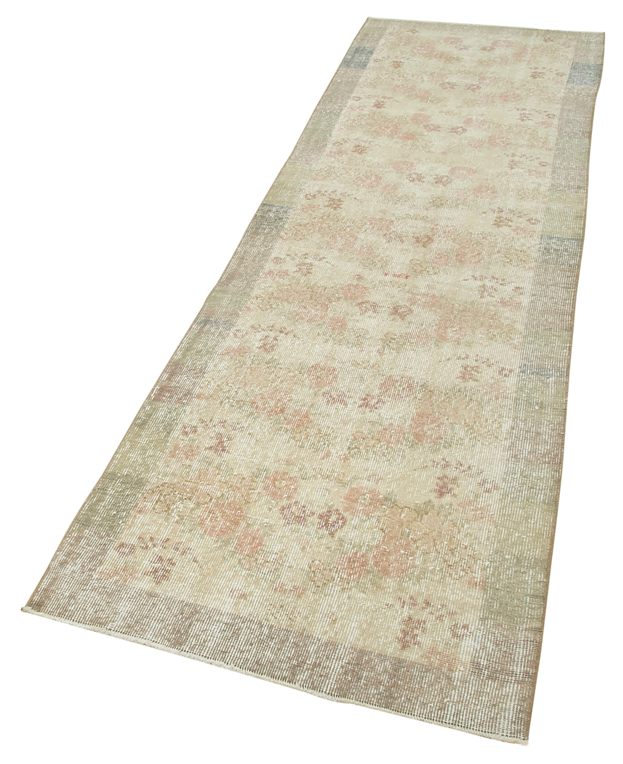 Vintage Cotton Wool Rug – Hand Woven Turkish Area Rug 2'7'' x 9'8'' Beige